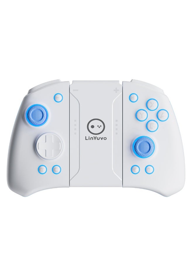 LinYuvo وحدة تحكم ألعاب بلوتوث Classic Joypad LinYuvo KS33 لجهاز Switch و Switch Lite و Switch OLED مع 8 ألوان من إضاءة RGB، عصا تحكم معدنية، جيروسكوب بستة محاور، وظيفة Turbo، اهتزاز مزدوج قابل للتعديل، وظيفة إيقاظ، تحكم بالحركة، انفجار سريع، بطارية 500mAh - Image 1